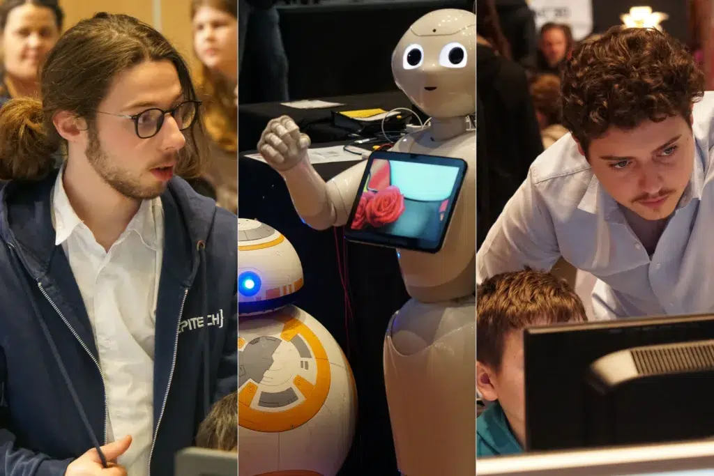 Etudiants Epitech et des robots au Tech Inn'Vitré 2026