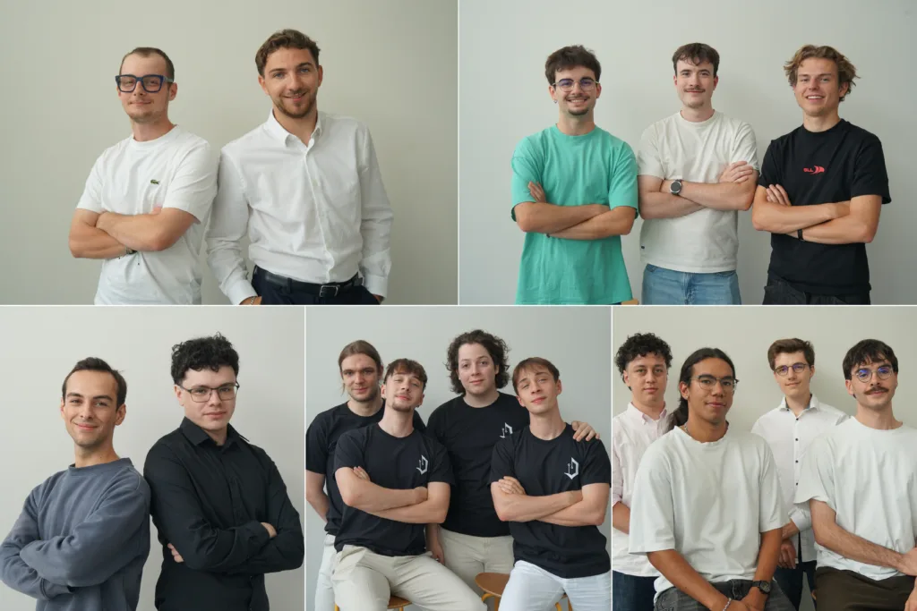 Les cinq projets présentés lors du Warm Up Day Les cinq groupes d'étudiants présentant leurs projets de fin d'études à Epitech Rennes